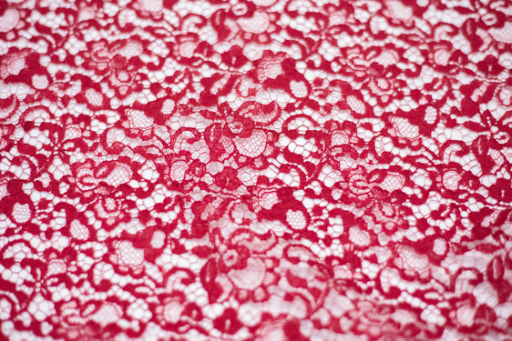 The Best French Leavers Allover Red Floral Lace