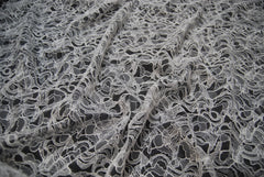 Abstract Lace in Off-White/Silver, Made in France