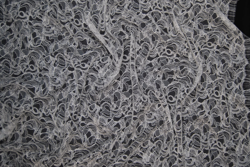 Abstract Lace in Off-White/Silver, Made in France