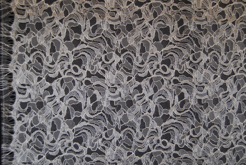Abstract Lace in Off-White/Silver, Made in France