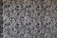 Abstract Lace in Off-White/Silver, Made in France