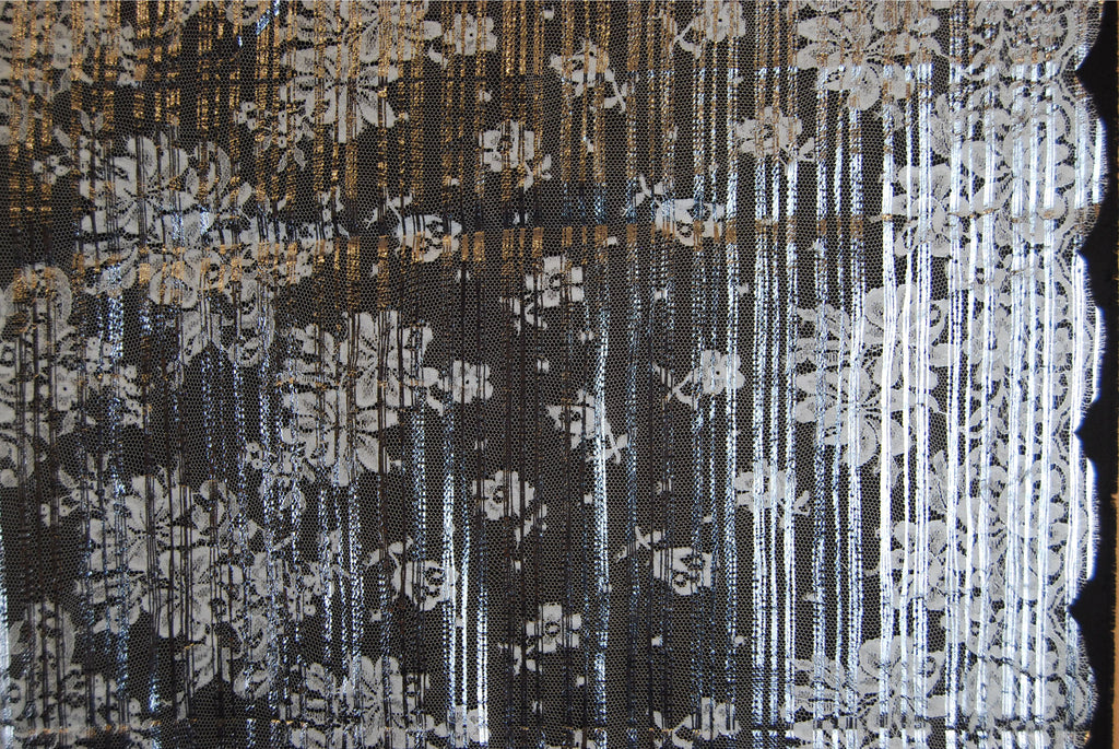 Metallic Film Custom Lace in Fog, Made in France