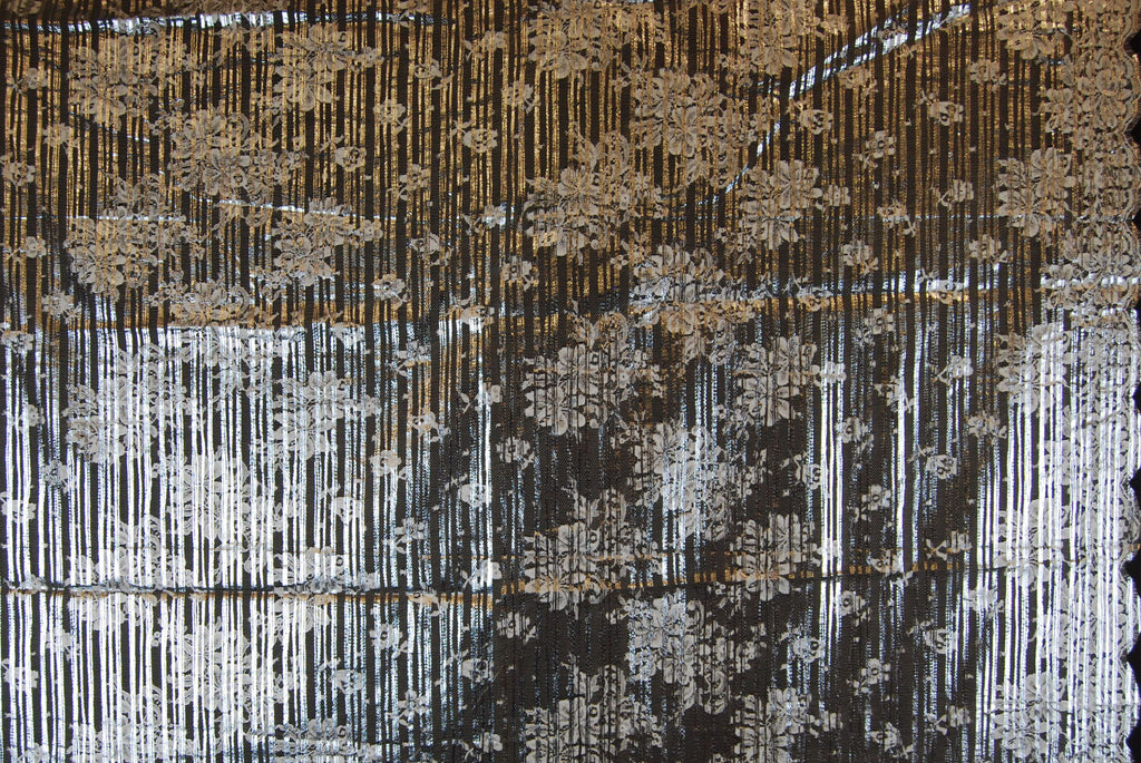 Metallic Film Custom Lace in Fog, Made in France