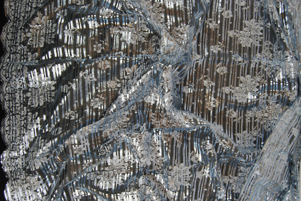 Metallic Film Custom Lace in Fog, Made in France