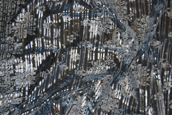 Metallic Film Custom Lace in Fog, Made in France