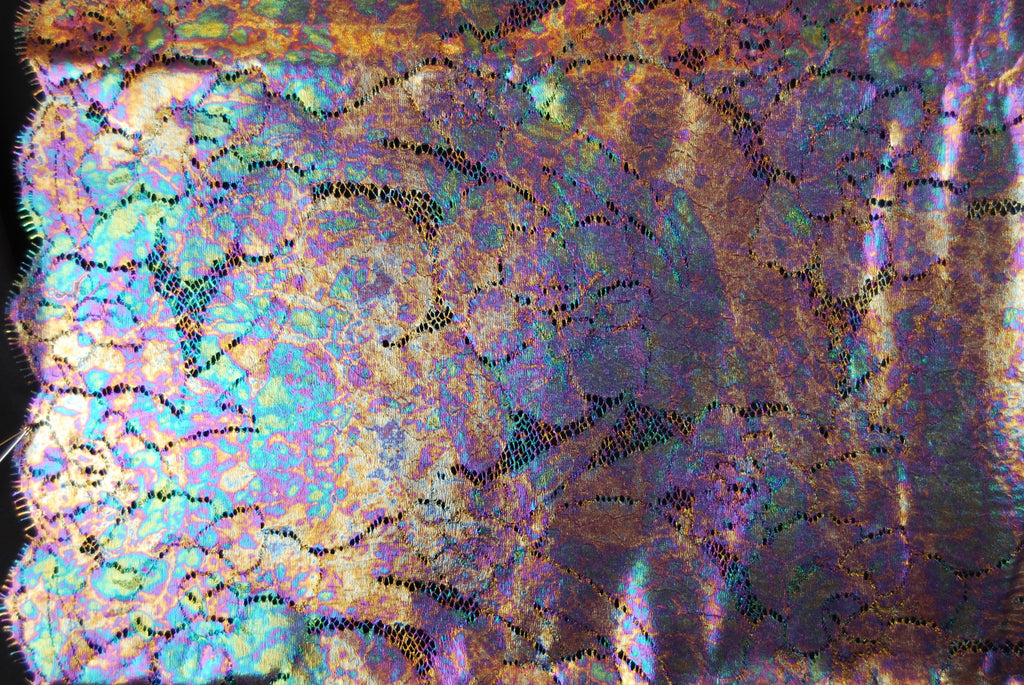 Metallic Film Lace in Rose Quartz / Iridescent, Made in France