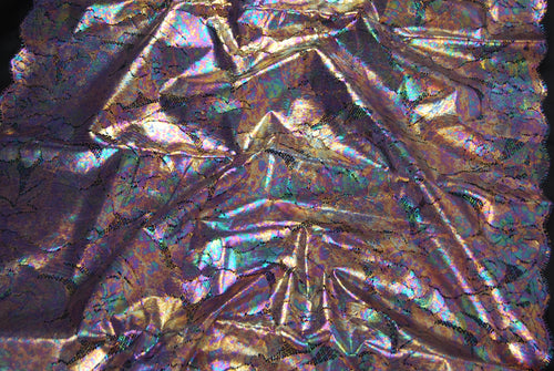 Metallic Film Lace in Rose Quartz / Iridescent, Made in France
