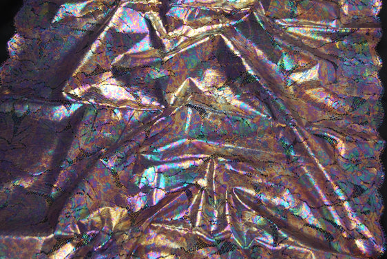 Metallic Film Lace in Rose Quartz / Iridescent, Made in France