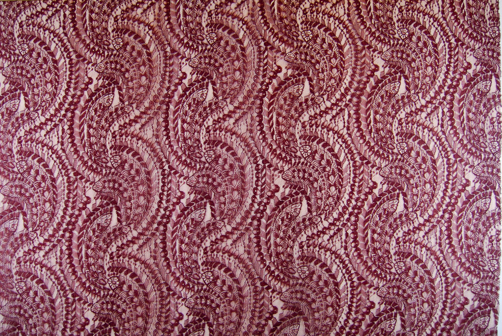 Stretch Lace in Burgundy, Made in France