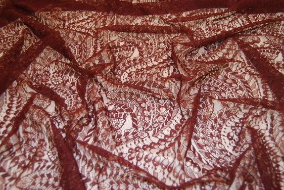 Stretch Lace in Burgundy, Made in France