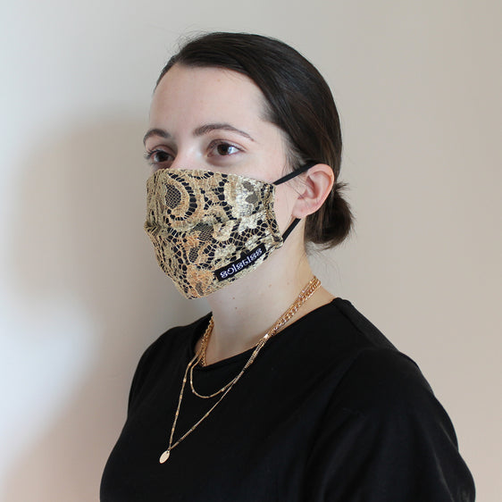 Gold Solstiss Metallic Lace Mask