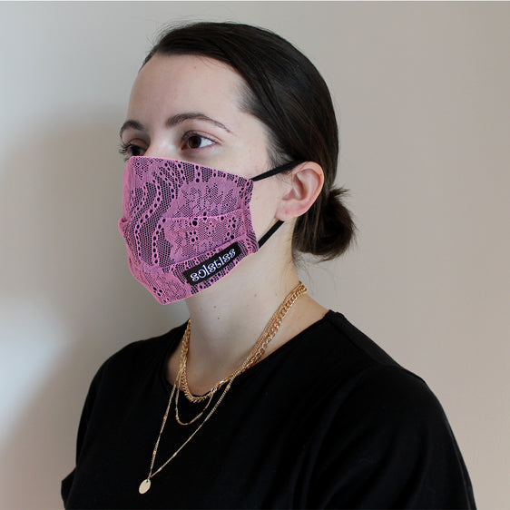 Fuchsia Solstiss Chantilly Lace Mask